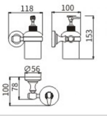 Дозатор для жидкого мыла Ceramalux (Керамалюкс) 52012, хром