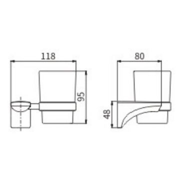 Стакан для зубных щеток Ceramalux (Керамалюкс) Monelli 70002, черный матовый