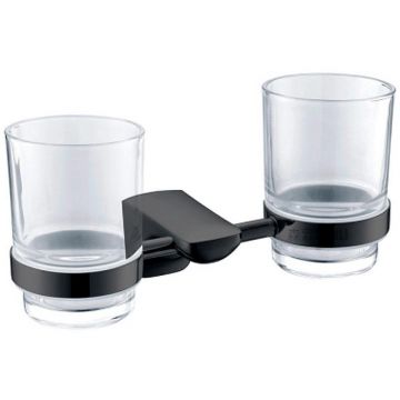 Стакан для зубных щеток Ceramalux (Керамалюкс) Monelli 70003 двойной, черный матовый