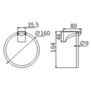 Кольцо для полотенец Ceramalux (Керамалюкс) Monelli 70006, черный матовый
