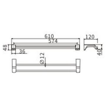 Полотенцедержатель Ceramalux (Керамалюкс) Monelli 70009A двойной, черный матовый