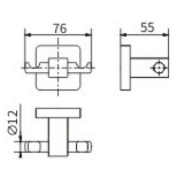 Крючок Ceramalux (Керамалюкс) Quadro 61901 двойной, хром