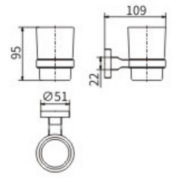 Стакан для зубных щеток Ceramalux (Керамалюкс) Quadro 61902, хром
