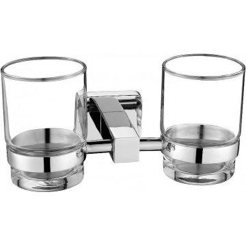 Стакан для зубных щеток Ceramalux (Керамалюкс) Quadro 61903 двойной, хром