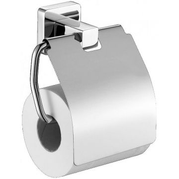 Держатель туалетной бумаги Ceramalux (Керамалюкс) Quadro 61907 с крышкой, хром