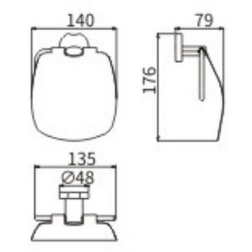 Держатель туалетной бумаги Ceramalux (Керамалюкс) Loft 53907 с крышкой, хром