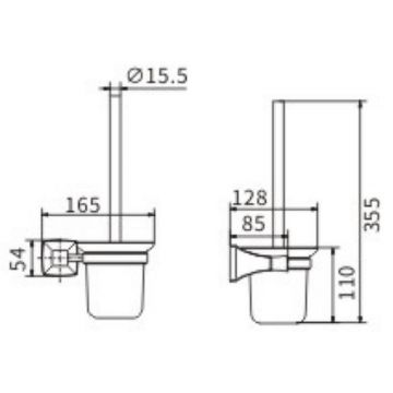 Ершик для унитаза Ceramalux (Керамалюкс) Domino 95413, хром