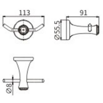 Крючок Ceramalux (Керамалюкс) Valencia 88501G двойной, золото