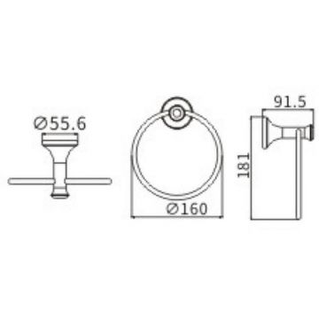 Кольцо для полотенец Ceramalux (Керамалюкс) Valencia 88506G, золото