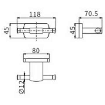 Крючок Ceramalux (Керамалюкс) Azzuro 95601 двойной, черный,золото