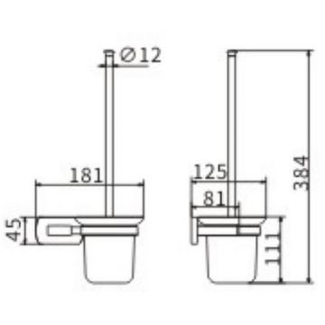 Ершик для унитаза Ceramalux (Керамалюкс) Azzuro 95613, черный,золото