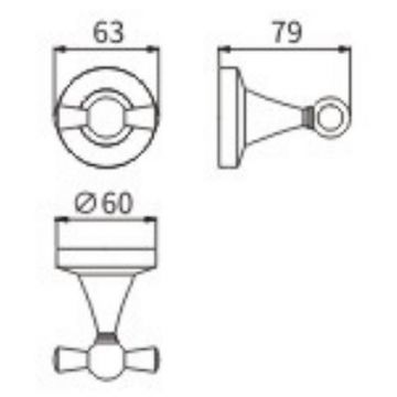Крючок Ceramalux (Керамалюкс) Luxury 57501 двойной, черный,золото