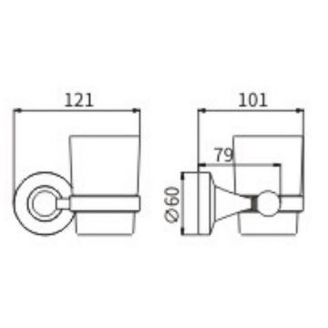 Стакан для зубных щеток Ceramalux (Керамалюкс) Luxury 57502, черный,золото