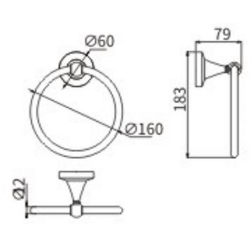 Кольцо для полотенец Ceramalux (Керамалюкс) Luxury 57506, черный,золото