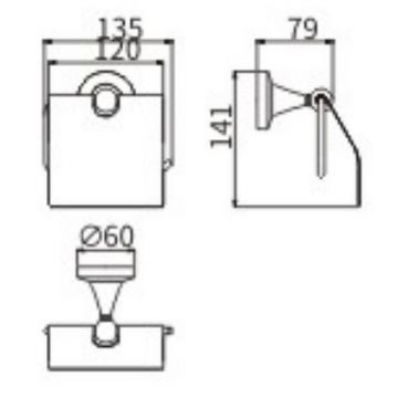 Держатель туалетной бумаги Ceramalux (Керамалюкс) Luxury 57507 с крышкой, черный,золото