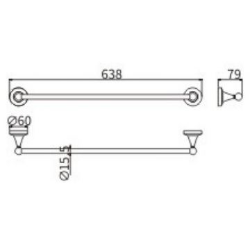 Полотенцедержатель Ceramalux (Керамалюкс) Luxury 57508, черный,золото