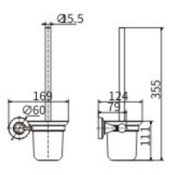 Ершик для унитаза Ceramalux (Керамалюкс) Luxury 57513, черный,золото