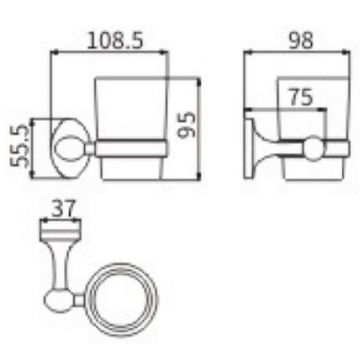 Стакан для зубных щеток Ceramalux (Керамалюкс) Bell 53502, хром