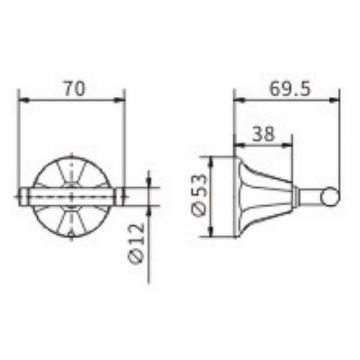 Крючок Ceramalux (Керамалюкс) Biatrichi 73001-1 двойной, черный матовый