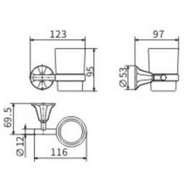 Стакан для зубных щеток Ceramalux (Керамалюкс) Biatrichi 73002-1, черный матовый
