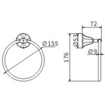 Кольцо для полотенец Ceramalux (Керамалюкс) Biatrichi 73006-1, черный матовый