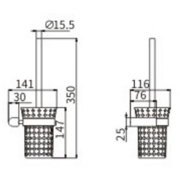 Ершик для унитаза Ceramalux (Керамалюкс) Florenzia 63113, золото матовое