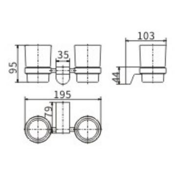Стакан для зубных щеток Ceramalux (Керамалюкс) Neo 51003 двойной, хром