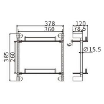 Стеклянная полка Ceramalux (Керамалюкс) Neo 51015, хром