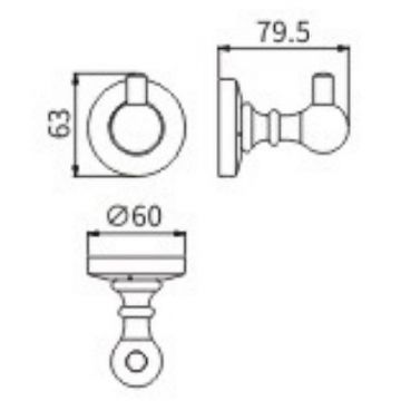 Крючок Ceramalux (Керамалюкс) Caps 51301, хром