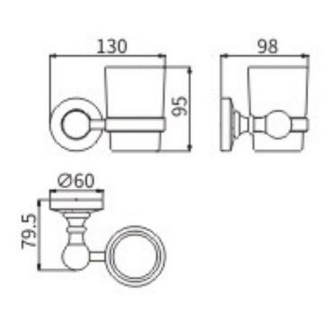 Стакан для зубных щеток Ceramalux (Керамалюкс) Caps 51302, хром