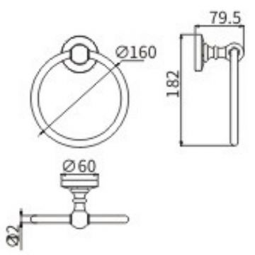 Кольцо для полотенец Ceramalux (Керамалюкс) Caps 51306, хром