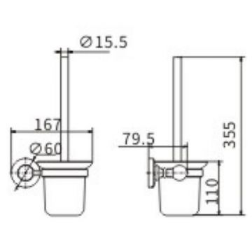 Ершик для унитаза Ceramalux (Керамалюкс) Caps 51313, хром