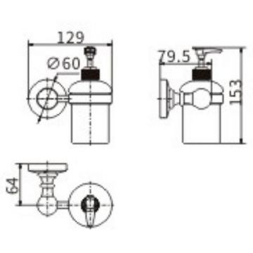 Дозатор для жидкого мыла Ceramalux (Керамалюкс) Caps 51312, хром