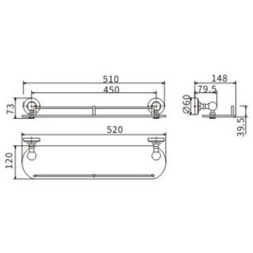 Стеклянная полка Ceramalux (Керамалюкс) Caps 51311, хром