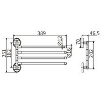 Полотенцедержатель Ceramalux (Керамалюкс) Valencia 88114-4 поворотный, хром