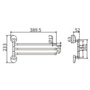 Полотенцедержатель Ceramalux (Керамалюкс) Valencia 73214-3 поворотный, хром