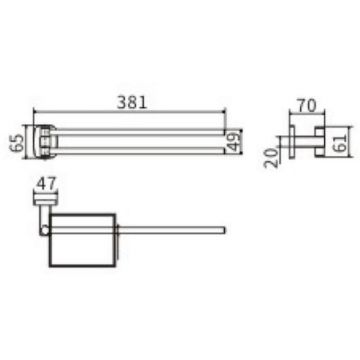 Полотенцедержатель Ceramalux (Керамалюкс) Cube 12614 поворотный, хром