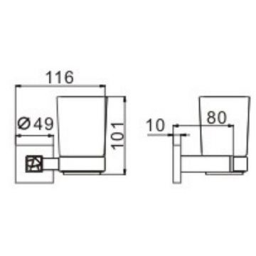 Стакан для зубных щеток Ceramalux (Керамалюкс) Venezia 88602, хром