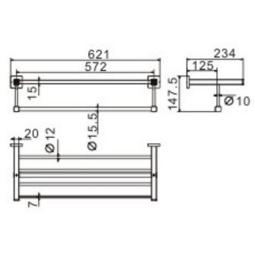 Полка для полотенец Ceramalux (Керамалюкс) Venezia 88610-1, хром