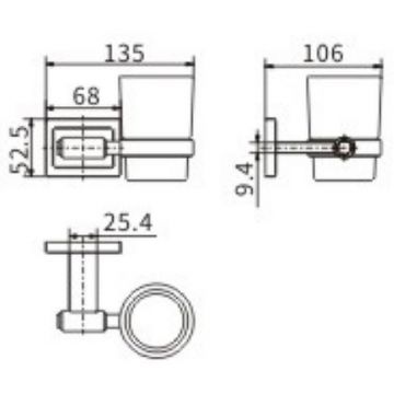 Стакан для зубных щеток Ceramalux (Керамалюкс) Gamma 12302, хром