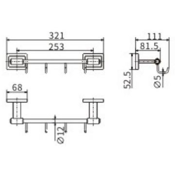 Вешалка для полотенец Ceramalux (Керамалюкс) Gamma 12318, хром