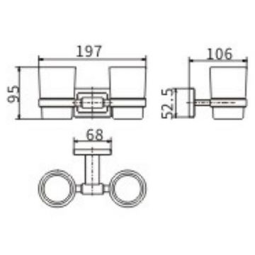 Стакан для зубных щеток Ceramalux (Керамалюкс) Gamma 12303 двойной, хром