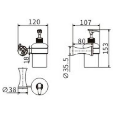 Дозатор для жидкого мыла Ceramalux (Керамалюкс) Virginia 94312A, хром