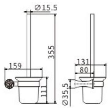 Ершик для унитаза Ceramalux (Керамалюкс) Virginia 94313A, хром