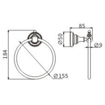 Кольцо для полотенец Ceramalux (Керамалюкс) Elegance 95806, черный матовый