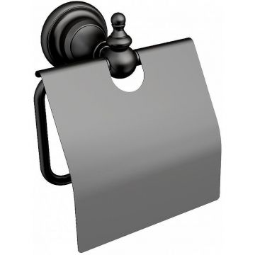 Держатель туалетной бумаги Ceramalux (Керамалюкс) Elegance 95807 с крышкой, черный матовый