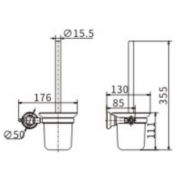 Ершик для унитаза Ceramalux (Керамалюкс) Elegance 95813, черный матовый
