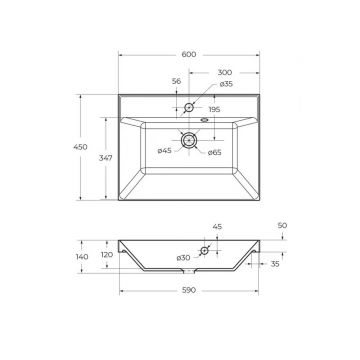 Раковина из искусственного камня BelBagno (Бельбагно) BB600/450-LV-ART-AST-NERO, 600x450x150 черный матовый