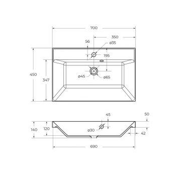 Раковина из искусственного камня BelBagno (Бельбагно) BB700/450-LV-ART-AST-NERO, 700x450x150 черный матовый