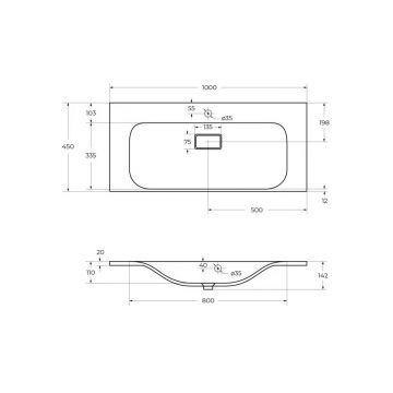 Раковина из литьевого мрамора BelBagno BB1000/450-LV-MR-FT, 1000x450x142 белый